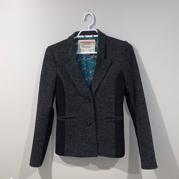 Anthropologie Cartonnier Grey and Black Cotton Blazer - Women’s Size 0 - Picture 2 of 10